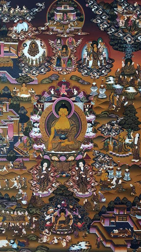 shakyamuni buddha, thangka art, 
shakyamuni thangka painting, hand painted thangka, online craft store