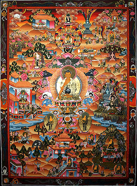 Buddha Life Story, buddha thangka painting, 
thangka arts and crafts store, buddhist thangka, thangka painting nepal