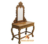renaissance carved and gilded walnut pier mirror, small walnut console table, solid walnut console table