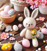 Felt wool Easter Garland with Felt Easter Bunny, Bunny Decor, Easter Decor, Easter Theme