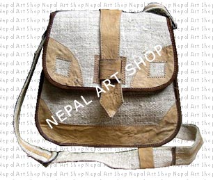 Hemp & leather crossbody bags, nepal leather crafts