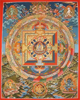 Pancha buddha mandala thangka, buddha mandala, puncha buddha, Thangka art
