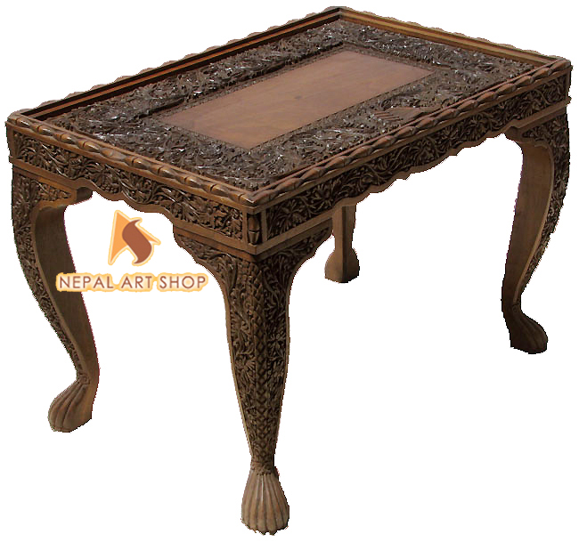 hand carved living room tables, kashmiri walnut,
wood carving, furniture, modern tables designs