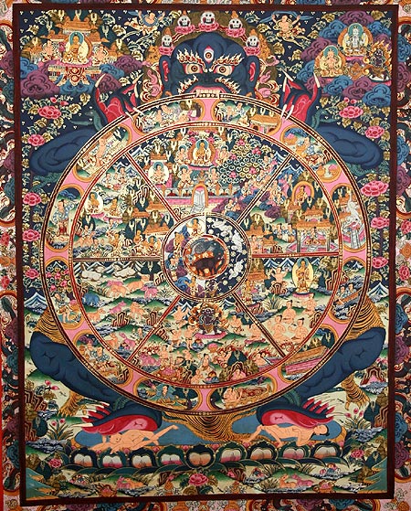 wheel of life, thangka art, tibetan buddhism, art buddha, painting mandala, buddha life, buddhism wheel