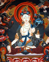 tara deity, tara female buddha, thangka art, white tara thangka, white tara goddess