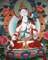 tara painting, white tara buddha, tara thangka,
tibetan thangka art