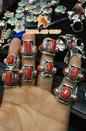 Coral Beaded Rings – Wholesale Nepal Handmade Beads Jewelry Code BJ011